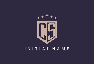 cs initial shield logo icon geometric style design vector image