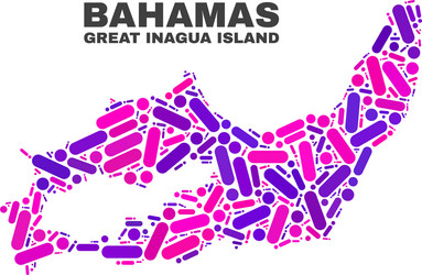 mosaic great inagua island map of dots and lines vector image