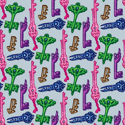 seamless pattern of keys hand drawn vector image