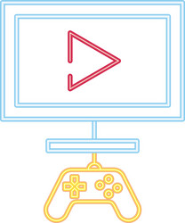 video game computer with control neon style icon vector image