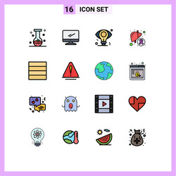 16 universal flat color filled lines set for web vector image