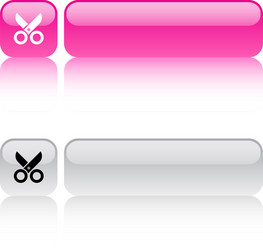 Red Square Scissors Button vector image