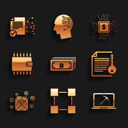 set cryptocurrency bitcoin blockchain technology vector image