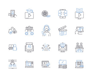 software applications line icons collection vector image