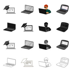 isolated object pc and screen icon set vector image