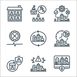 lockdown line icons linear set quality vector image
