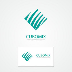logo with a combination of cube and waves vector image