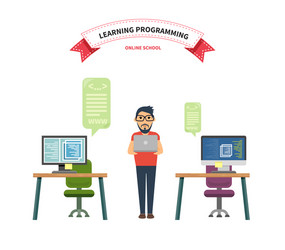 online school leaning programming vector image