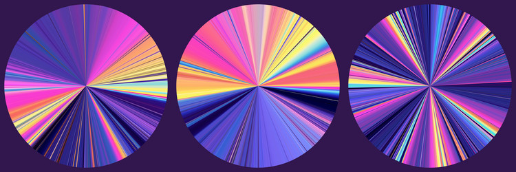 set of vibrant circles futuristic color explosion vector image