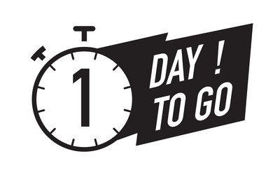 1 day to go timer symbol black color style vector image