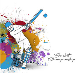 abstract colorful pattern with batsman and bowler vector image