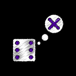 flat shading style icon dice and x mark vector image