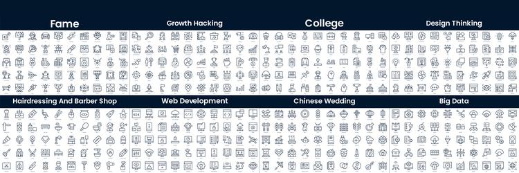 linear style icons pack in this bundle include vector image
