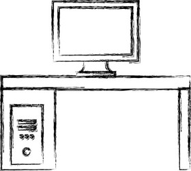 monitor computer in desk vector image