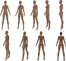 set with a polygonal girl 3d the sequence vector image