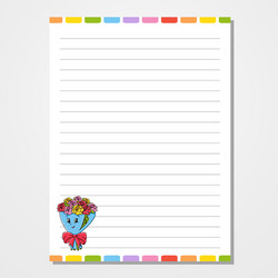 sheet template for notebook notepad diary lined vector image