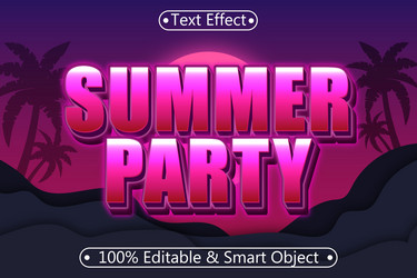 summer party editable text effect 3 dimension vector image