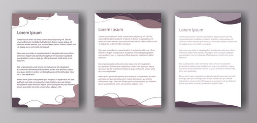 three different document templates featuring wave vector image