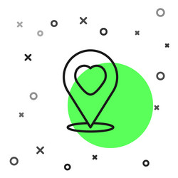 black line map pointer with heart icon isolated vector image