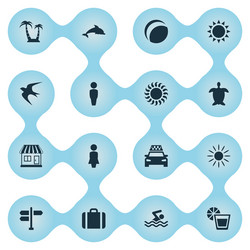 set of simple seaside icons vector image