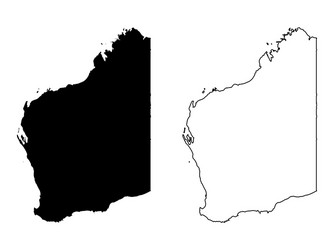 Western Australia Map - Black and White Vector Image