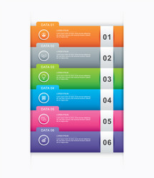 6 data infographics tab paper index template vector image