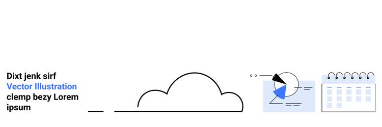 cloud graphic with data charts and calendar vector image
