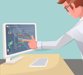 office worker analyst at table with computer vector image