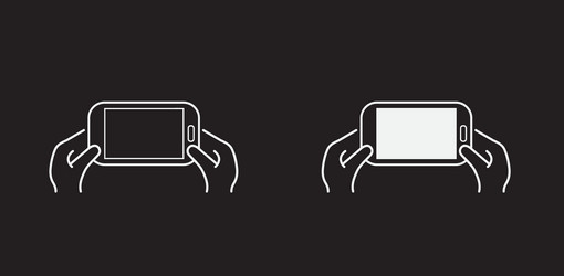 set icons with hands holding smart device vector image