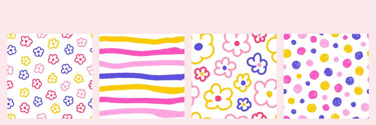 colorful seamless pattern set of multicolored hand vector image