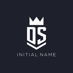 ds logo with shield and crown initial monogram vector image