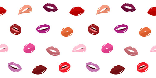 seamless pattern of female lips with different vector image