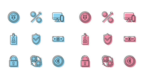 set line lock gear and arrows as workflow process vector image