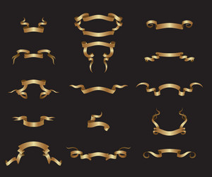 set of golden ribbons Vector Image