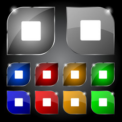 stop button icon sign set of ten colorful buttons vector image