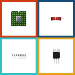 flat icon device set of unit memory resistance vector image