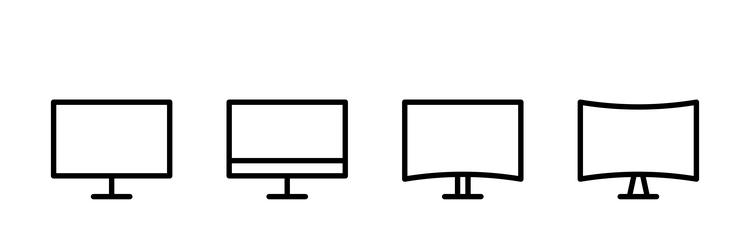 monitor icon in line pc screen icons set computer vector image