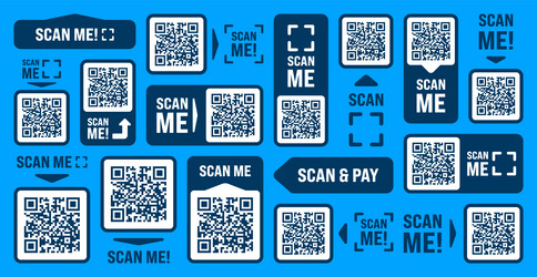 scan me qr code sticker with text online payment vector image
