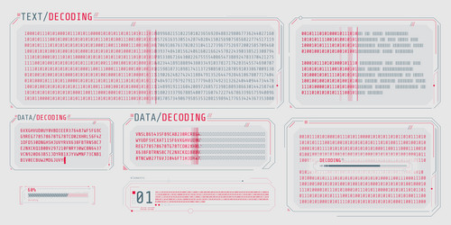 data entry and text decoding on futuristic vector image