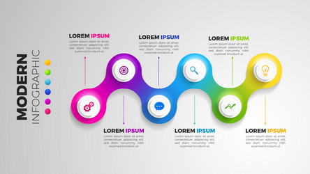 infograph 6 element with circle step graphic vector image