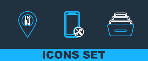 set line drawer with documents location service vector image