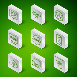 set line keyboard monitor and mobile planning vector image