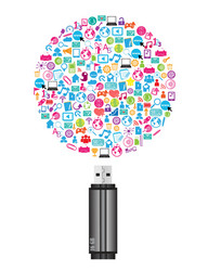 template design with social network icons vector image