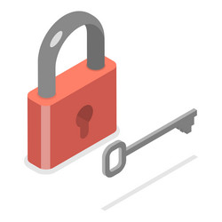 3d isometric flat icon of lock with key item 1 vector image