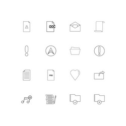 files and folders sign linear thin icons set vector image