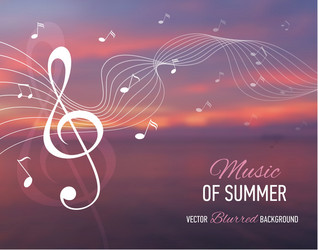 seaside blurred background with music note and key vector image