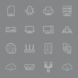 Thin Line Computer Network Icons vector image