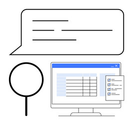 data analysis with checklist and search tool vector image