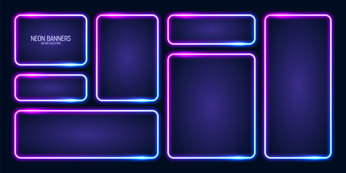 glowing neon banners illuminated colorful square vector image