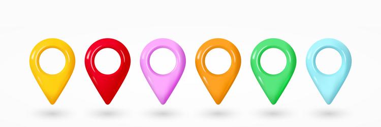 set of realistic bright map pointers color 3d vector image
